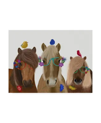 Fab Funky Horse Trio with Flower Glasses Canvas Art - 15.5" x 21"