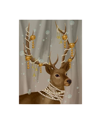 Fab Funky Deer with Gold Bells Canvas Art - 27" x 33.5"