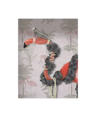 Fab Funky Flamingo and Pearls, Portrait Canvas Art