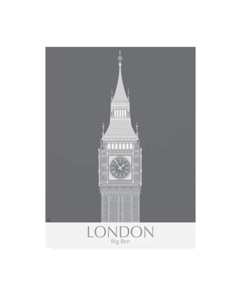 Fab Funky London Big Ben Monochrome Canvas Art - 15.5" x 21"