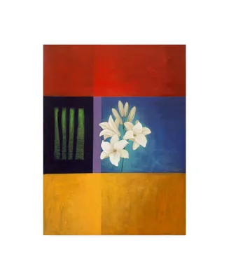 Pablo Esteban Flowers Stripes Canvas Art