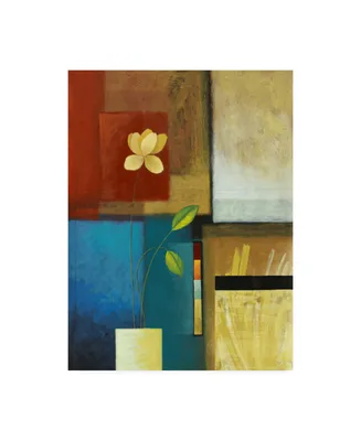 Pablo Esteban Flower and Red and Blue Squares Canvas Art