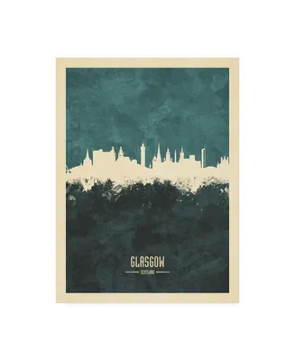 Michael Tompsett Glasgow Scotland Skyline Teal Canvas Art - 15.5" x 21"