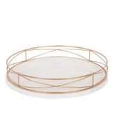 Kate and Laurel Mendel Round Tray With Decorative Metal Rim - 14" x 14"