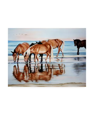 Patrick Sullivan Horses on Beach Canvas Art