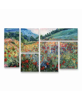 Masters Fine Art Field of Wild Flowers Multi Panel Art Set 6 Piece - 49" x 19"