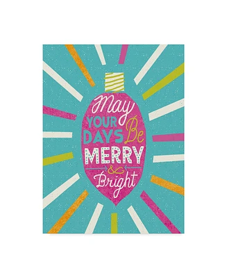 Michael Mullan Festive Holiday Light Bulb Merry and Bright V2 Canvas Art - 20" x 25"