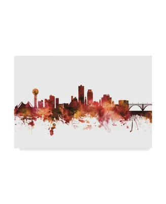 Michael Tompsett Knoxville Tennessee Skyline Red Canvas Art - 15" x 20"