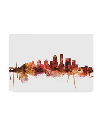 Michael Tompsett Louisville Kentucky City Skyline Red Canvas Art