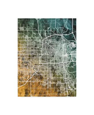 Michael Tompsett Omaha Nebraska City Map Teal Orange Canvas Art