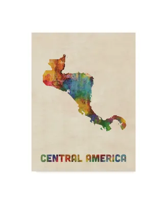 Michael Tompsett Central America Watercolor Map Canvas Art