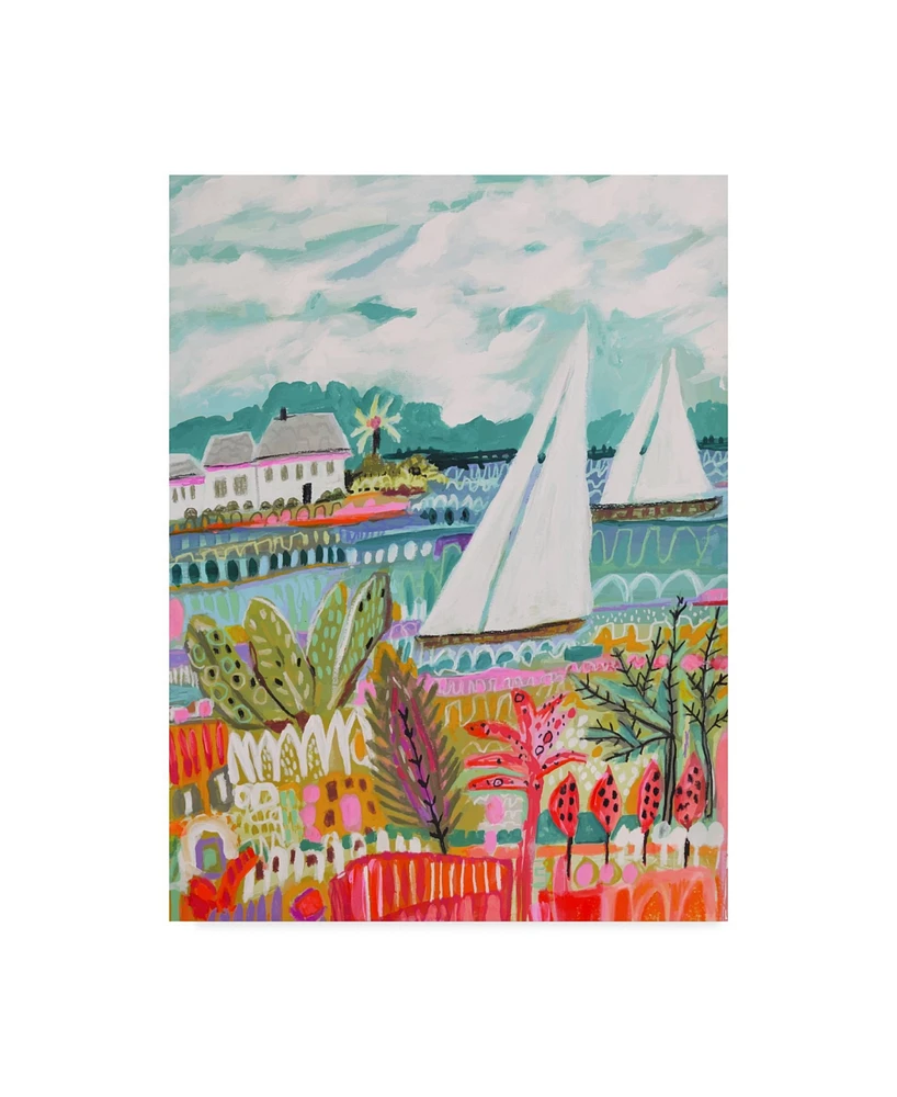 Karen Fields Two Sailboats and Cottage Ii Canvas Art - 20" x 25"