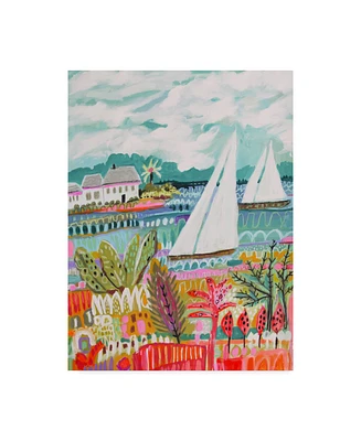 Karen Fields Two Sailboats and Cottage Ii Canvas Art - 20" x 25"