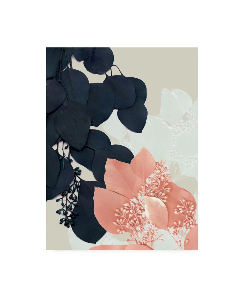 Jennifer Goldberger Indigo and Blush Leaves Iii Canvas Art - 37" x 49"