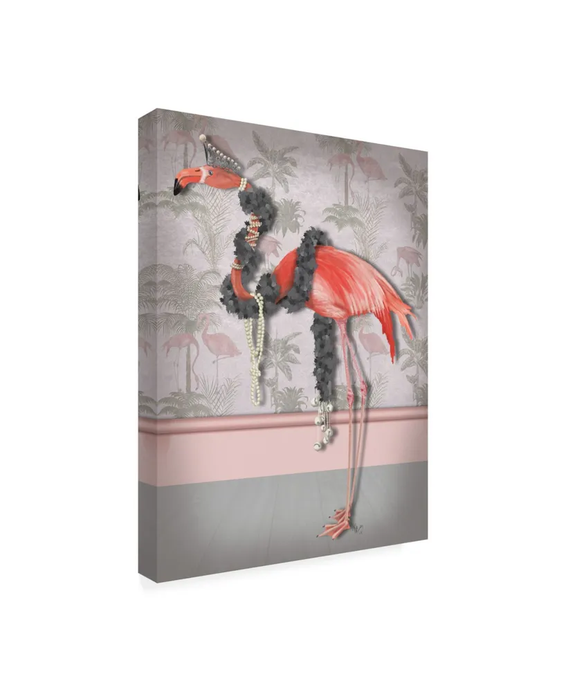 Fab Funky Flamingo and Pearls, Full Canvas Art