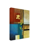 Pablo Esteban Flower and Red and Blue Squares Canvas Art