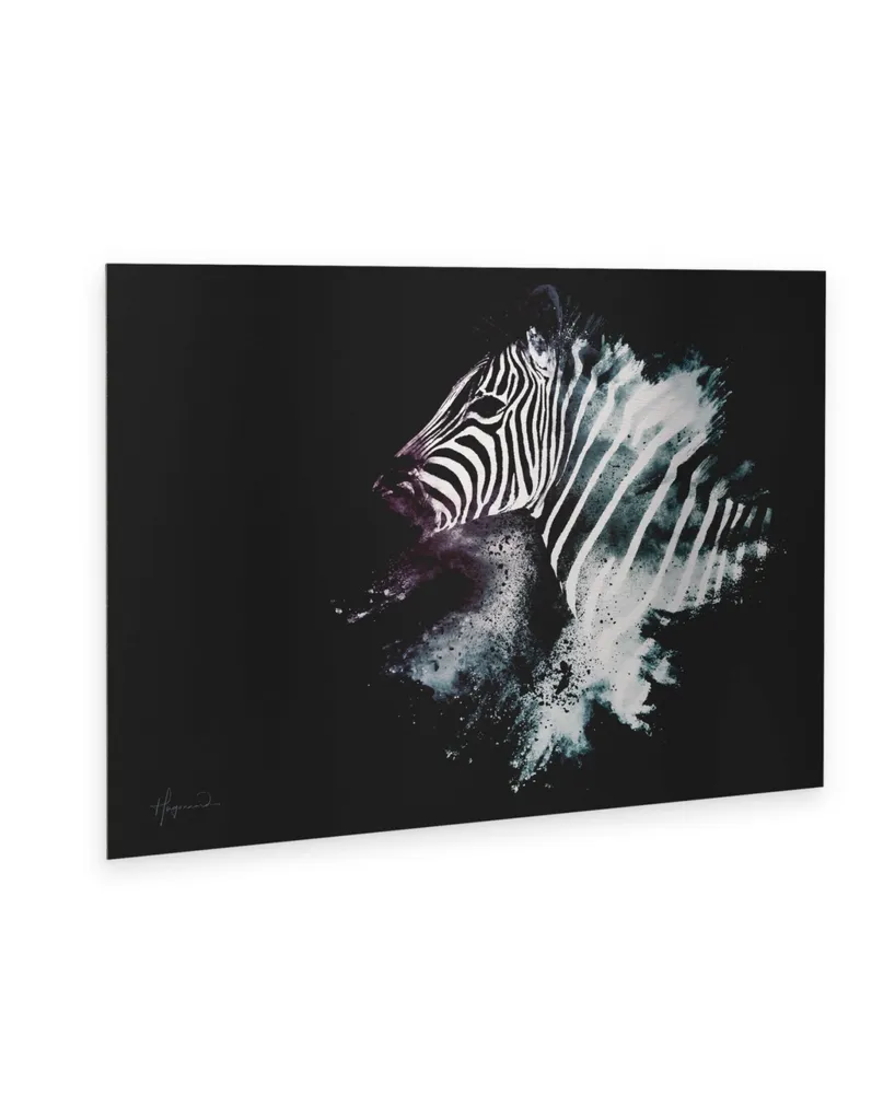 Philippe Hugonnard Wild Explosion Collection - the Zebra Floating Brushed Aluminum Art - 21" x 25"