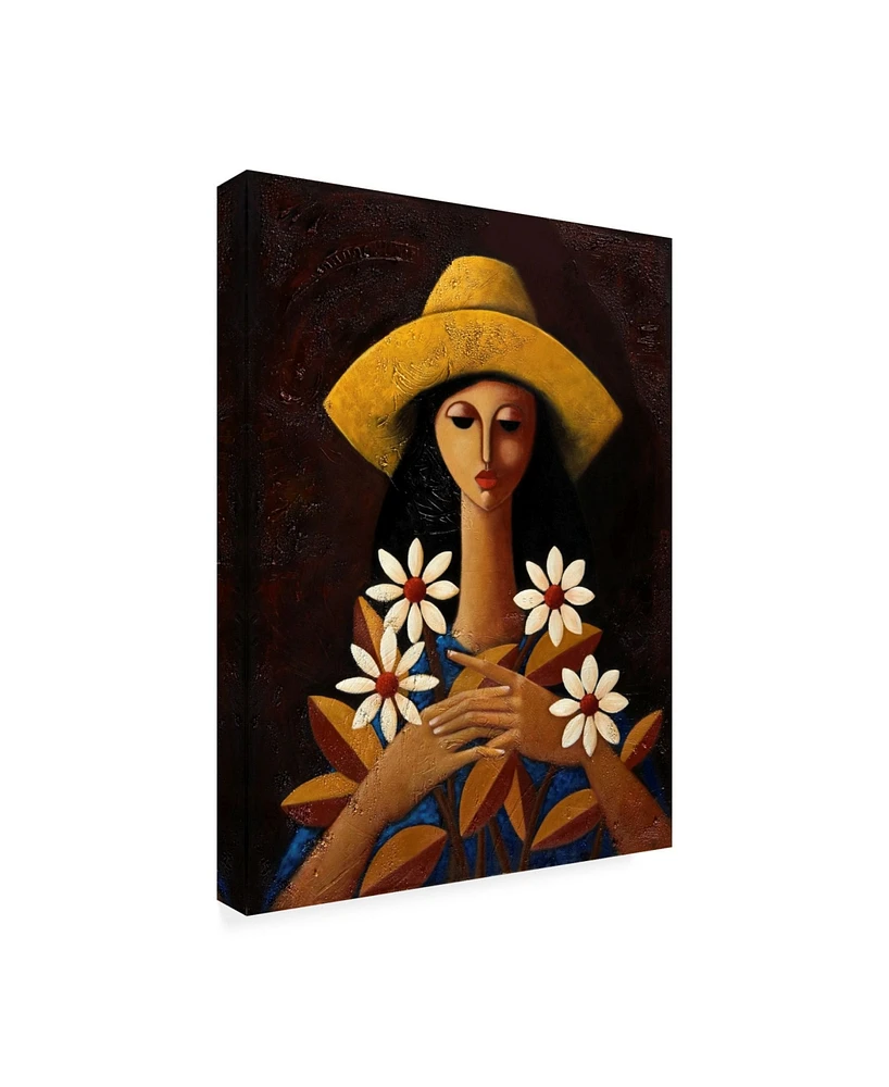 Oscar Ortiz Five Daisies Canvas Art - 36.5" x 48"