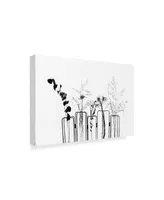 1X Prints Black Flowers on White Background Canvas Art