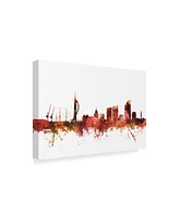 Michael Tompsett Portsmouth England Skyline Red Canvas Art - 20" x 25"