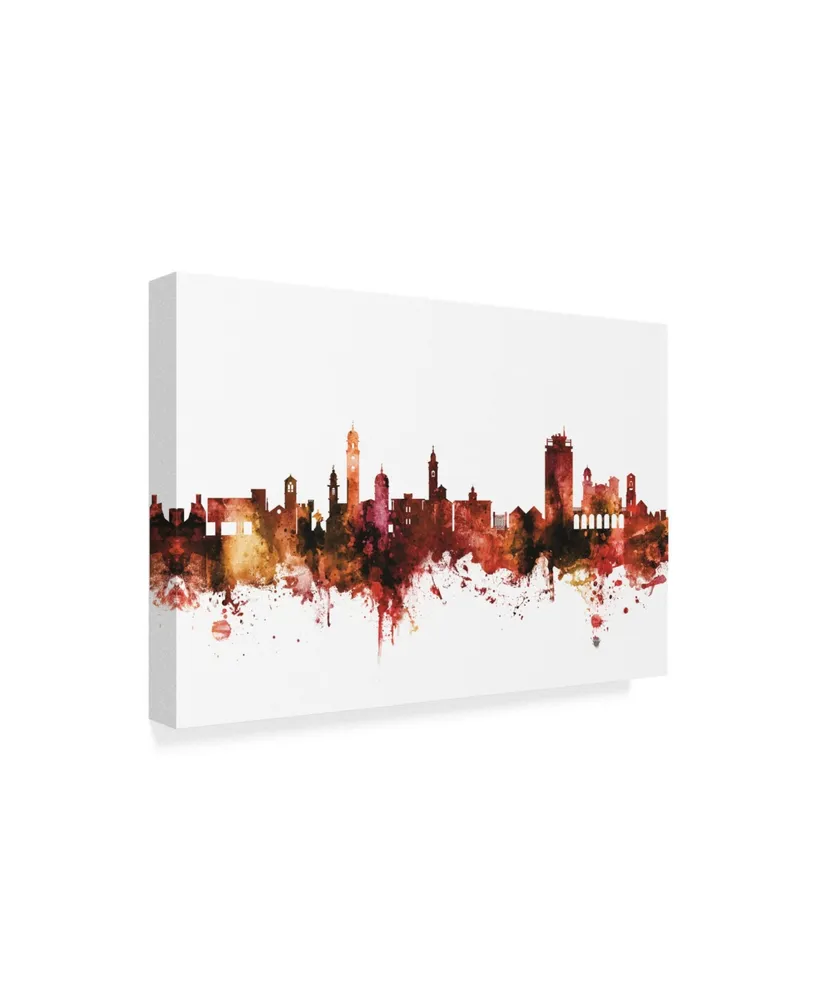 Michael Tompsett Lugano Switzerland Skyline Red Canvas Art