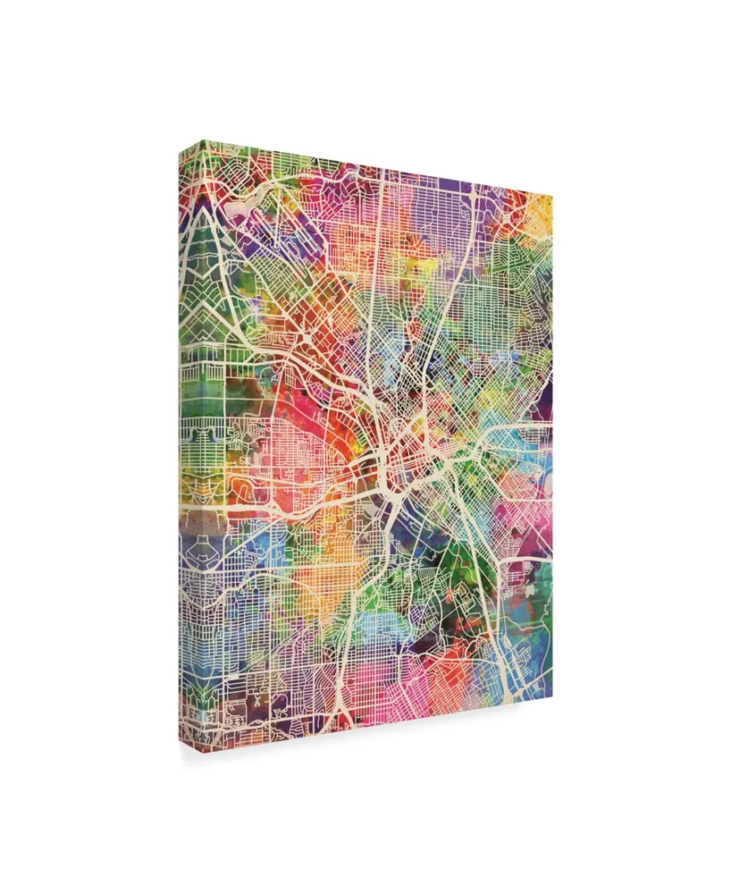 Michael Tompsett Dallas Texas City Map Canvas Art