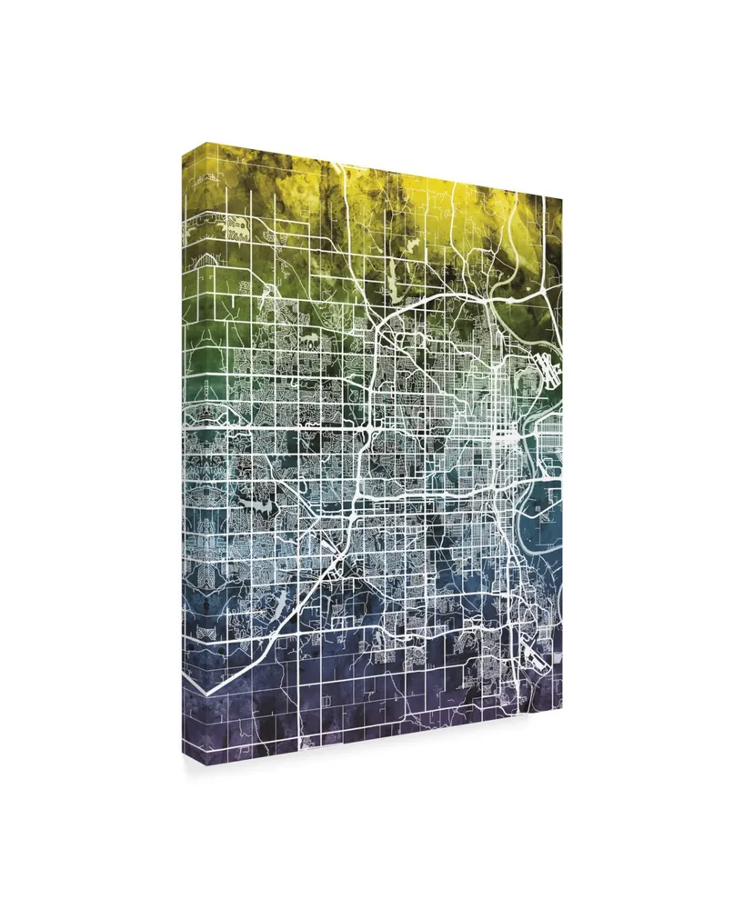Michael Tompsett Omaha Nebraska City Map Blue Yellow Canvas Art