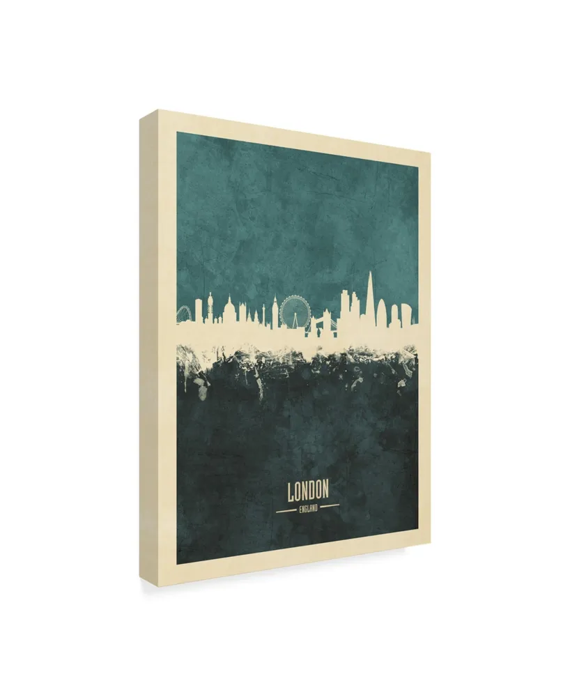 Michael Tompsett London England Skyline Poster Teal Canvas Art