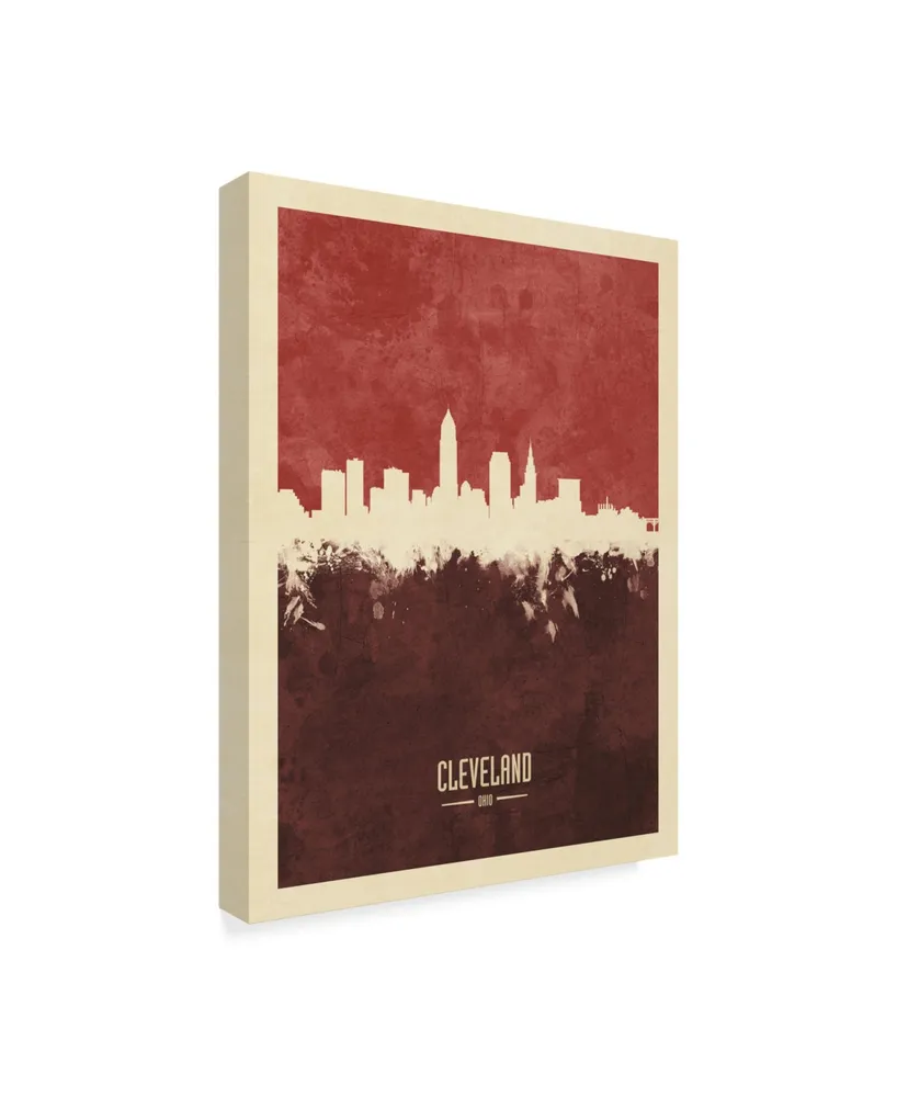 Michael Tompsett Cleveland Ohio Skyline Red Ii Canvas Art