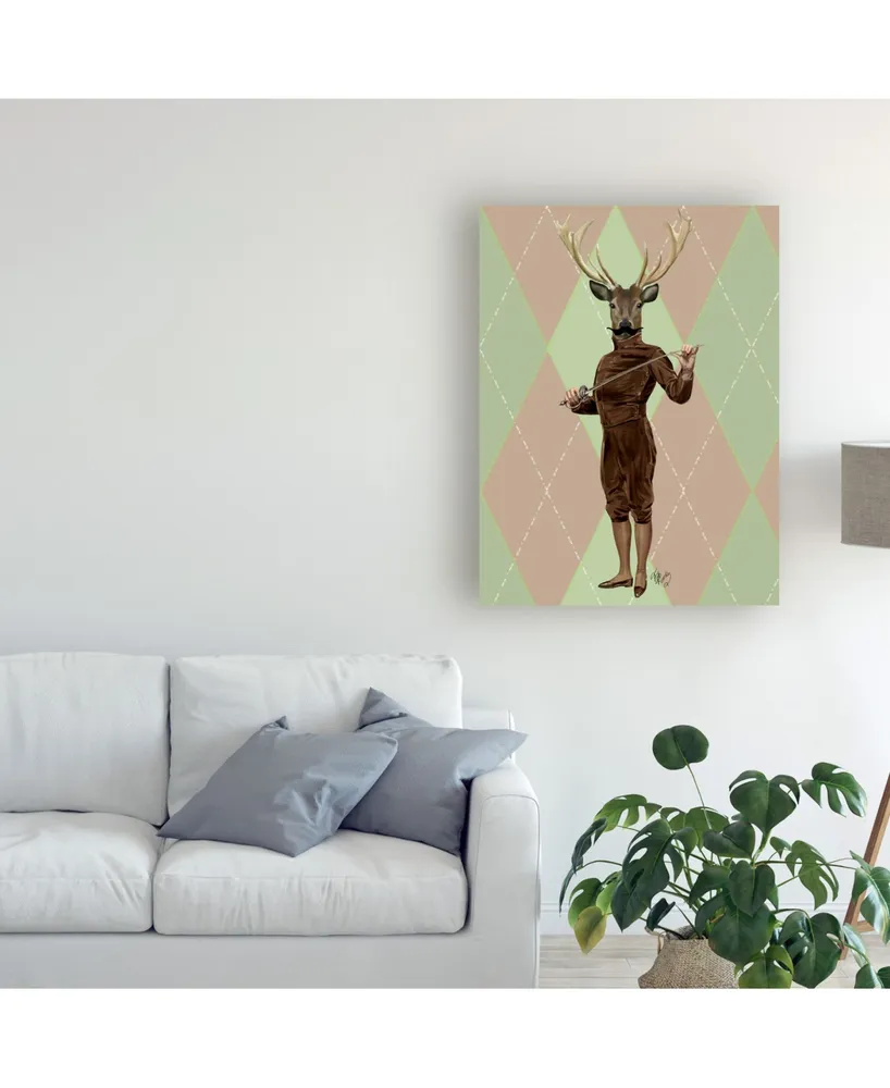 Fab Funky Fencing Deer, Full Canvas Art