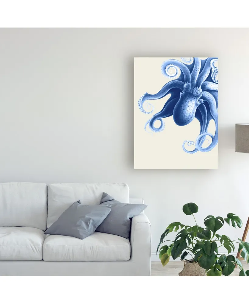 Fab Funky Blue Octopus on Cream F Canvas Art