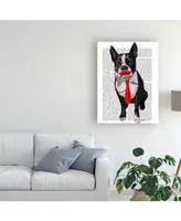Fab Funky Boston Terrier with Red Tie and Moustache Canvas Art