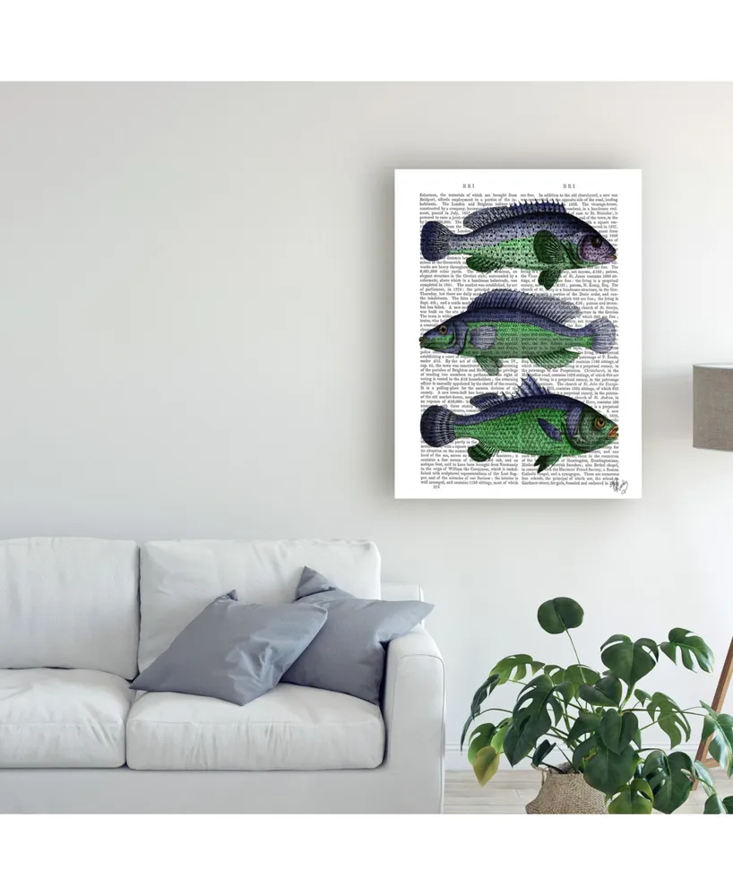 Fab Funky Blue and Green Fish Trio Canvas Art