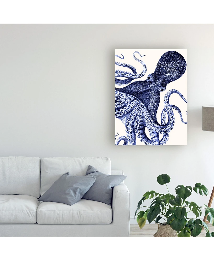 Fab Funky Landscape Blue Octopus Canvas Art - 27" x 33.5"