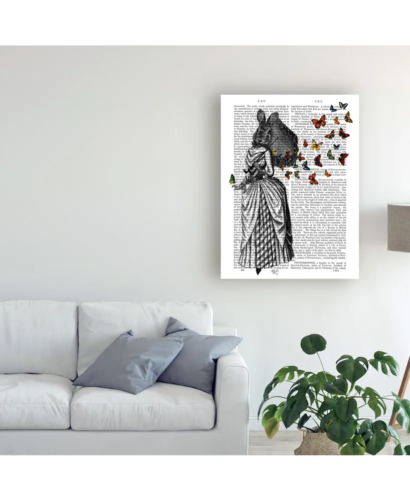 Fab Funky Rabbit and Butterfly Parasol Canvas Art