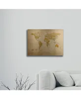 Michael Tompsett Antique World Map Floating Brushed Aluminum Art - 22" x 25"