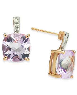 Pink Amethyst (5-5/8 ct. t.w.) & Diamond (1/20 ct. t.w.) Stud Earrings in 14k Rose Gold