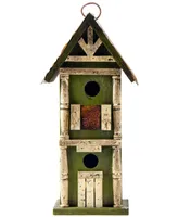 Glitzhome Hanging Two-Tiered Distressed Solid Wood Birdhouse