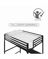 EveryRoom Mason Metal Full Loft Bed with Desk