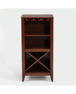 Luxen Home Walnut Finish Wine Cabinet