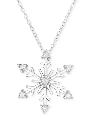 Diamond Snowflake 18" Pendant Necklace (1/6 ct. t.w.) in Sterling Silver