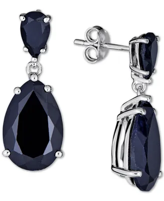 Black Sapphire Teardrop Drop Earrings (10 ct. t.w.) in Sterling Silver