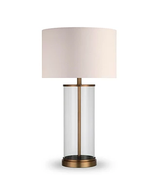 Hudson & Canal Rowan Table Lamp In Glass And Antique Brass