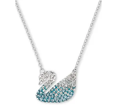 Swarovski Silver-Tone Crystal Large Swan Pendant Necklace, 14" + 7/8" extender