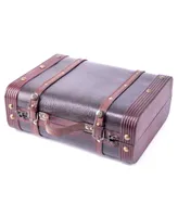 Vintiquewise Decorative Wooden Leather Suitcase