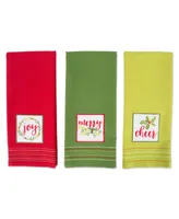 Design Imports Assorted Holiday Greetings Embellished Dishtowel Set