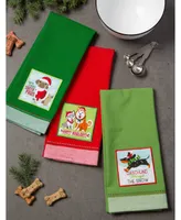 Design Imports Assorted Holiday Pup Embellished Dishtowel Set