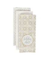 Design Imports Assorted Winter Sparkle Embellished Dishtowel Set - Off