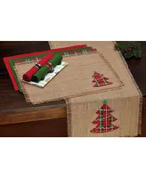 Design Imports Embroidered Tree Burlap Table Runner