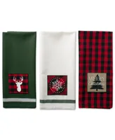 Design Imports Assorted Christmas Fireside Embellished Dishtowels Set